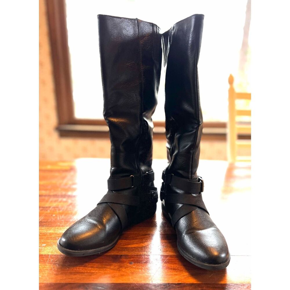 Rampage Isadora Black Riding Decorative Black calf Boots. Size 6M